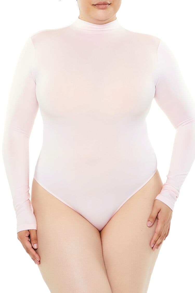 Plus Size Dikişsiz Yüksek Yaka Bodysuit
