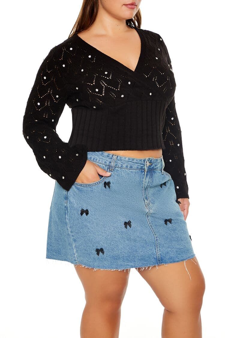 Plus Size Taş Detaylı Kazak