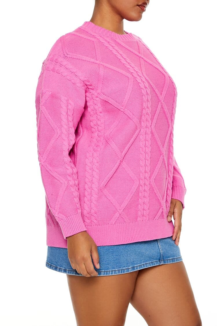 Plus Size Baklava Desenli Kazak