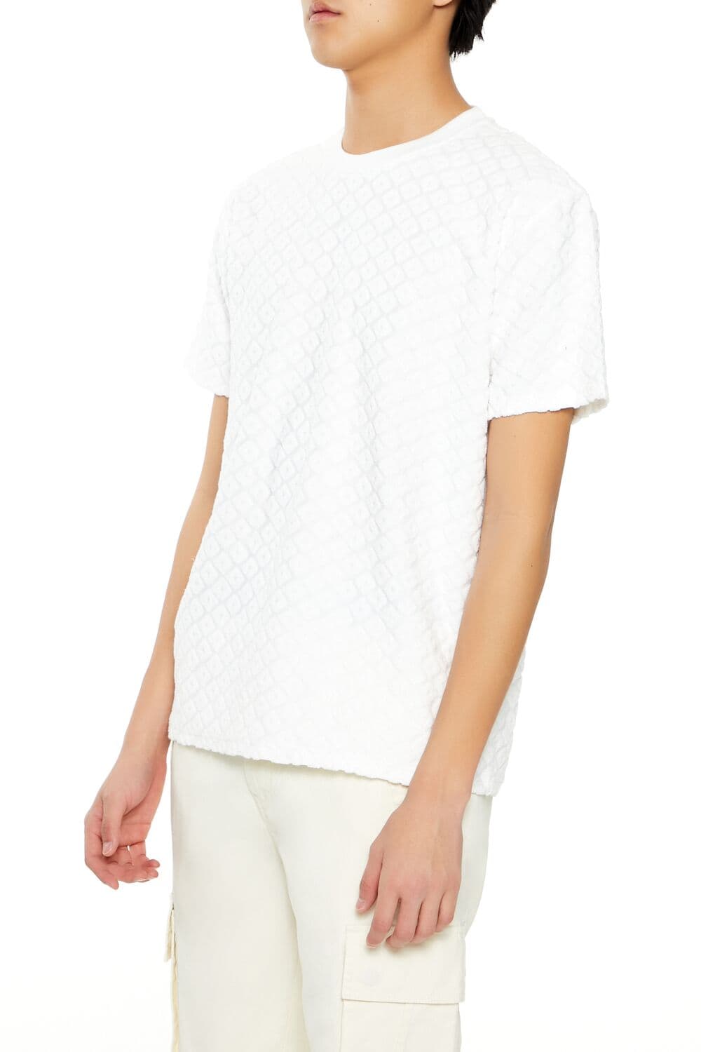 Kadife Dokulu Geometrik Desenli Tişört